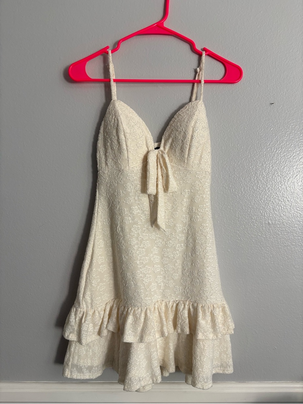 Windsor Cream Lace Ruffle Mini Dress
